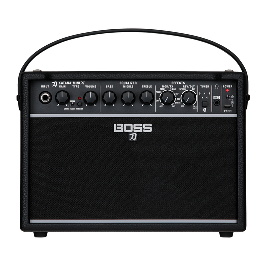 Front of Boss Katana Mini X 10W Guitar Amplifier.