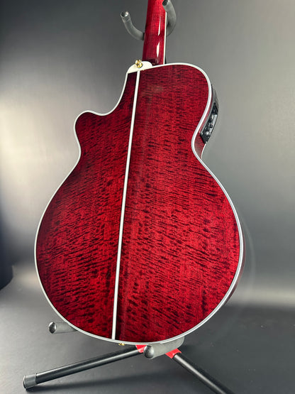 Back angle of Used Takamine TSP158C Red.