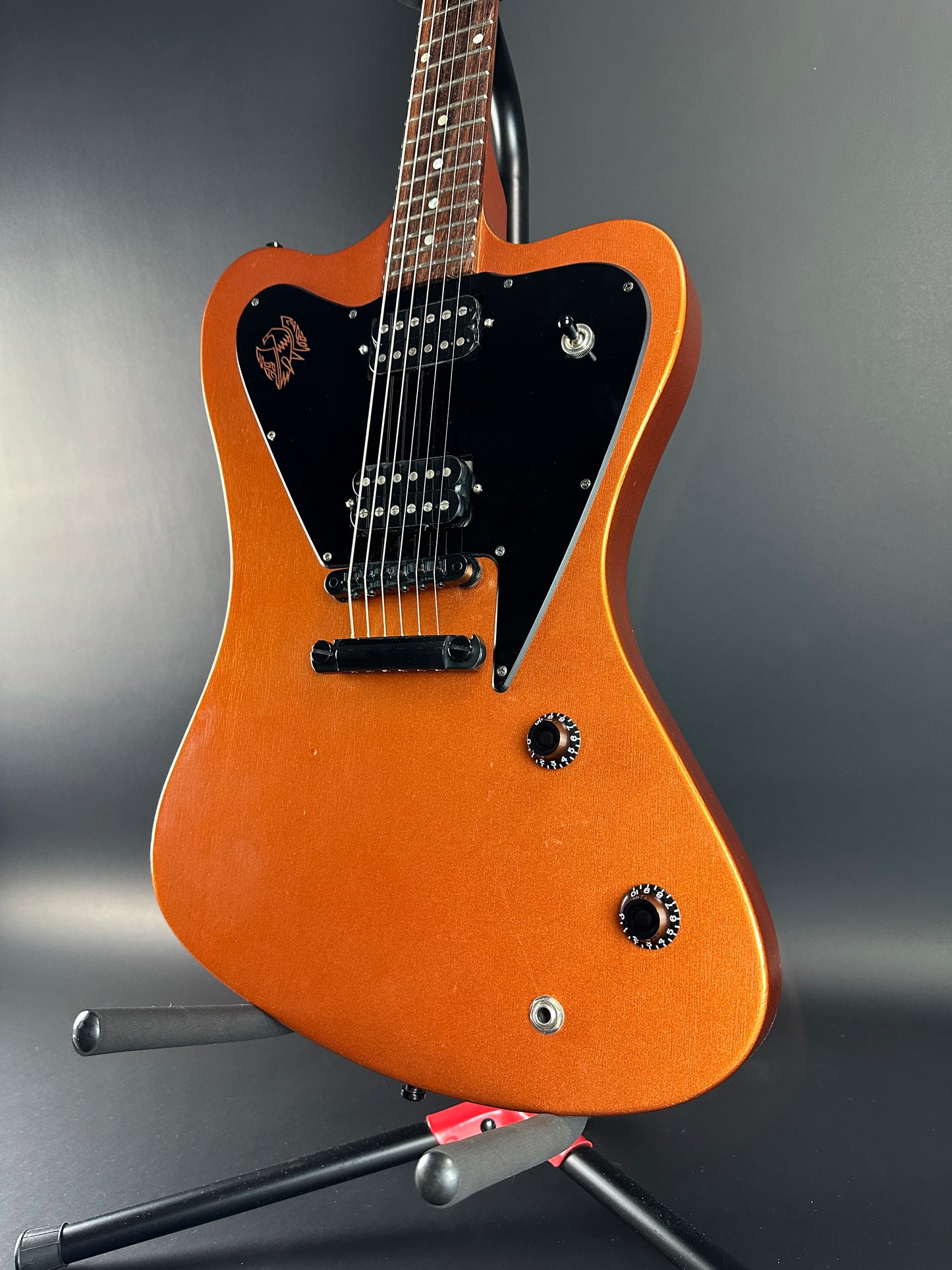 Front angle of Used Gibson Non-Reverse Firebird Limited Edition Vintage Copper.