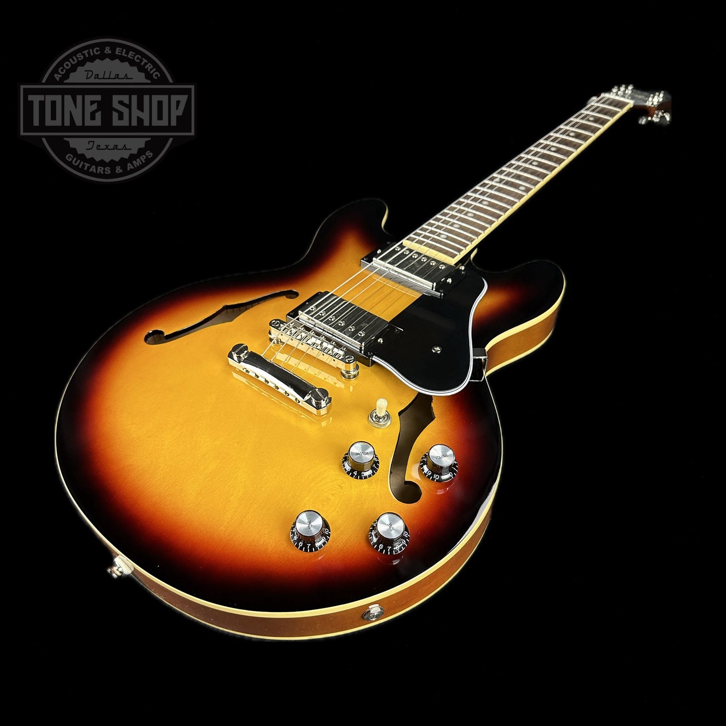 Front angle of Used Epiphone ES-339 Vintage Sunburst.