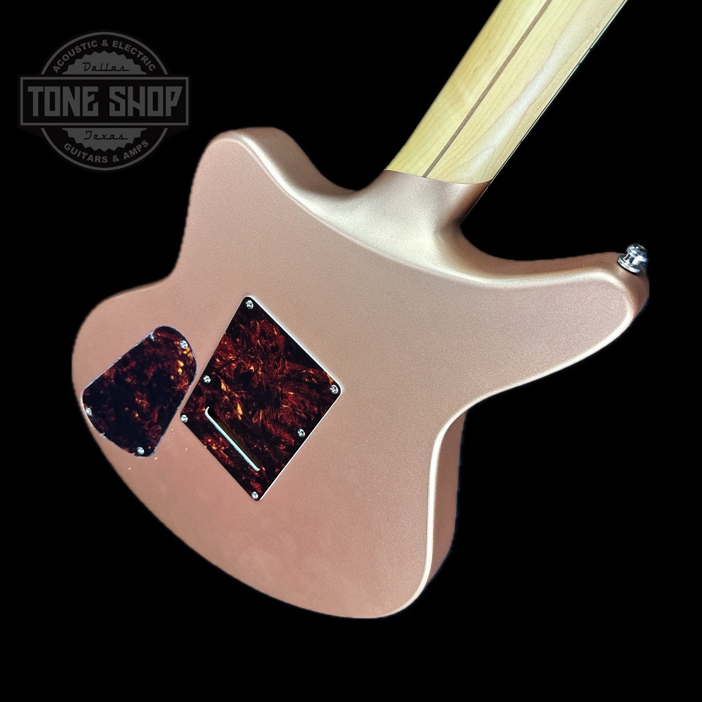 Back angle of Used D'Angelico Deluxe Bedford LTD Matter Rose Gold.