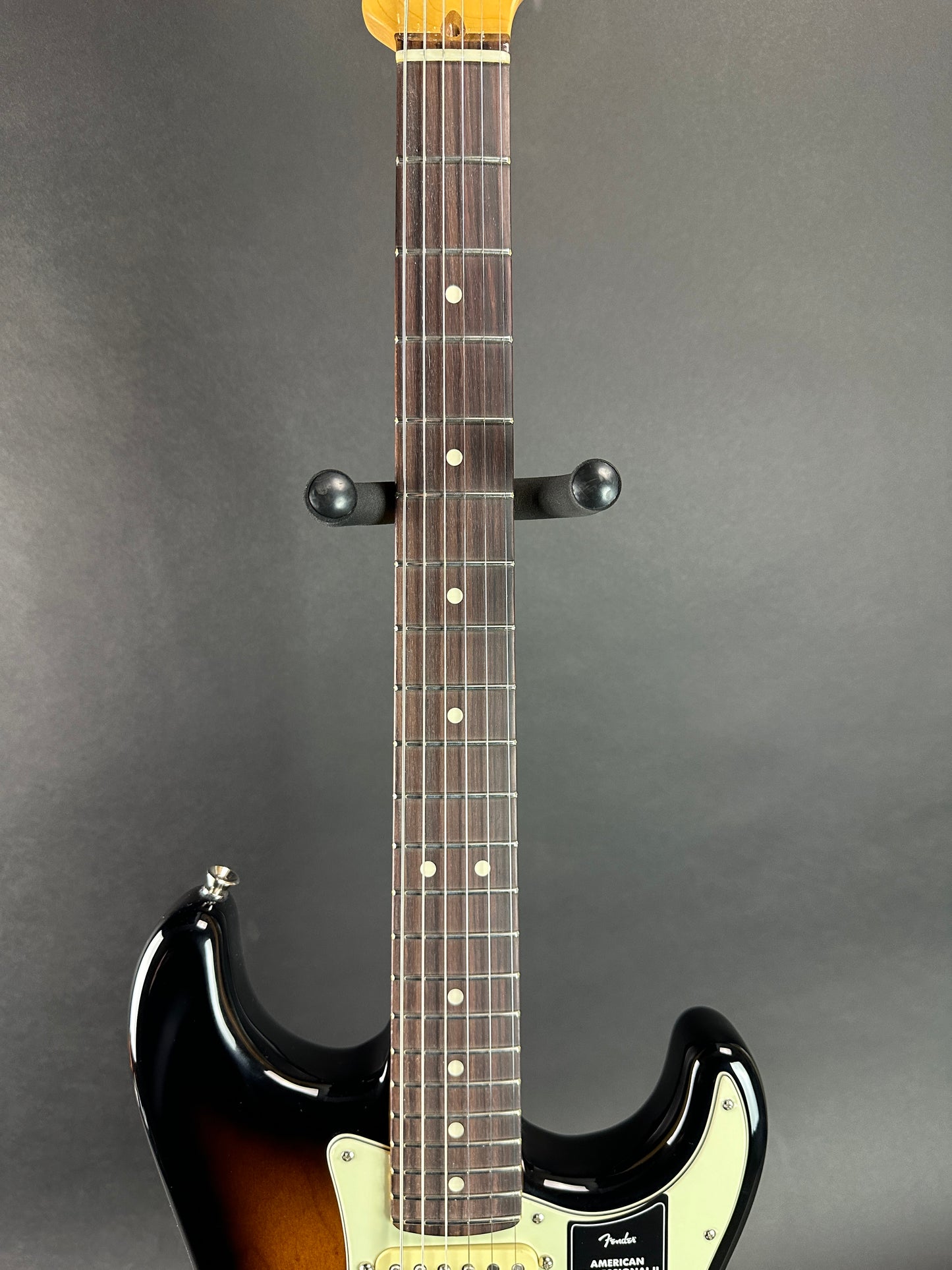 Fretboard of Used 2023 Fender American Pro II Stratocaster Rosewood 2 Tone Sunburst.