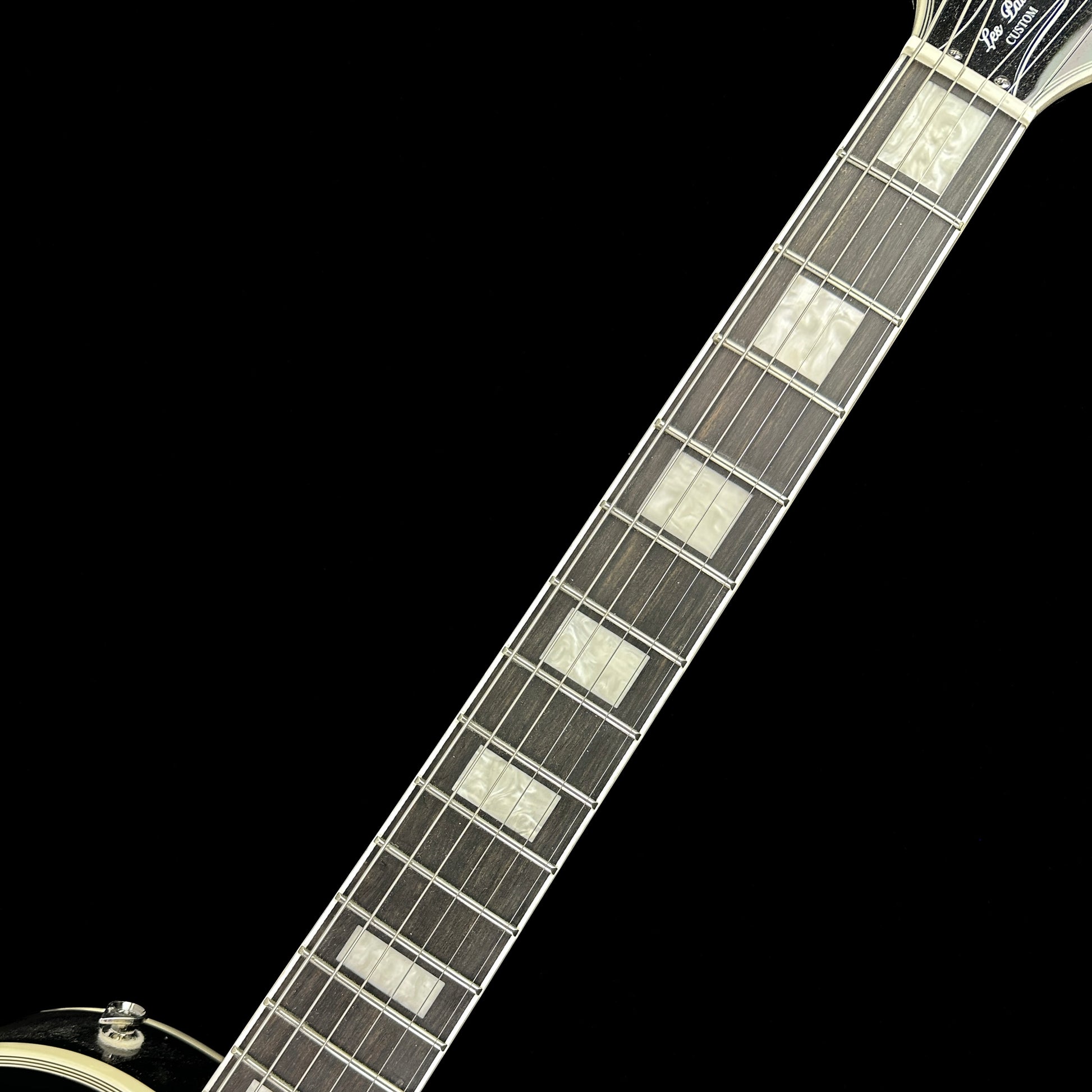 Fretboard of Used Epiphone Adam Jones The Berserker Les Paul.