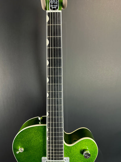 Fretboard of Used Gretsch G6120T Brian Setzer Signature Hot Rod Extreme Coolant Green.