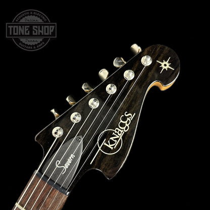 Front of headstock of Used Knaggs Severn Trem SSS Sunflower.