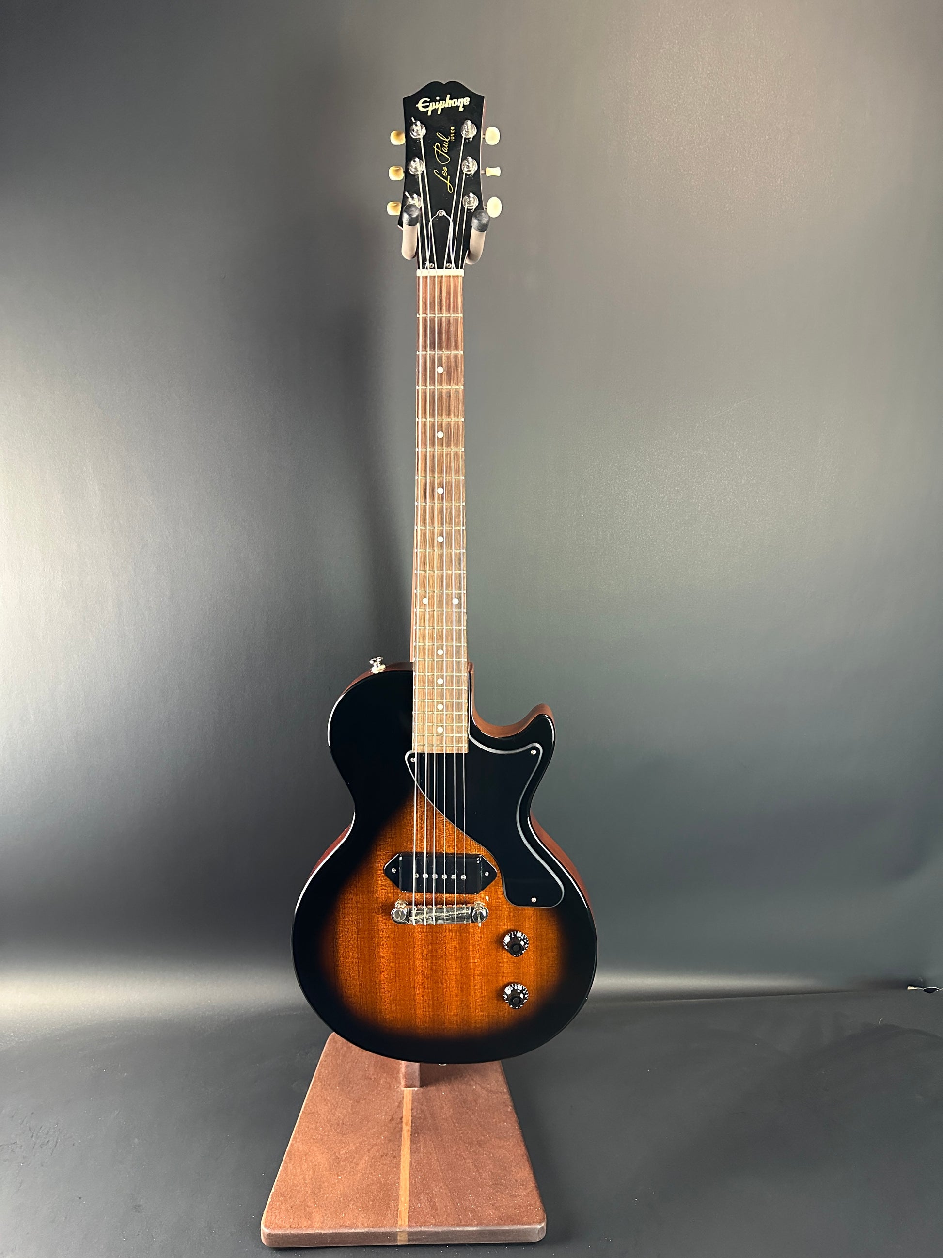 Full front of Used Epiphone Les Paul Junior Burst.