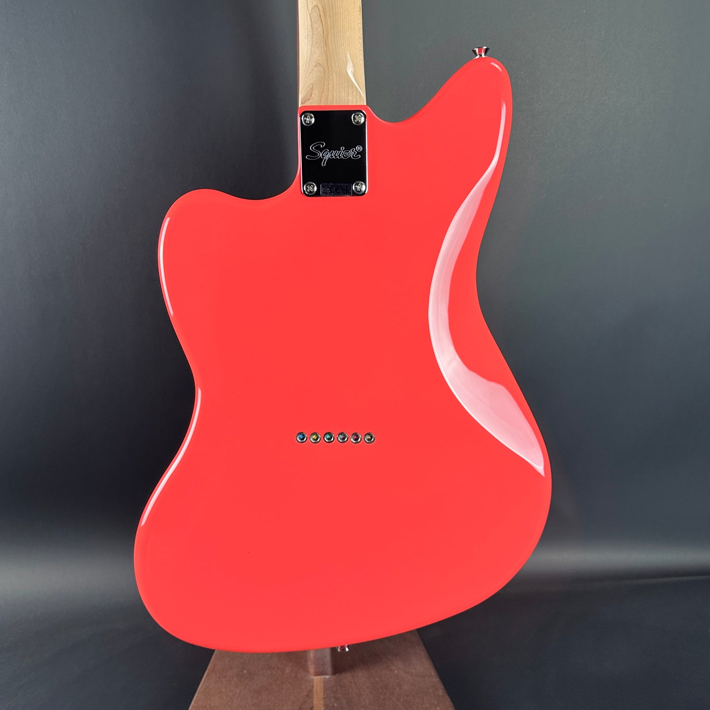 Back of Used Squier Paranormal Jazzmaster XII Fiesta Red.