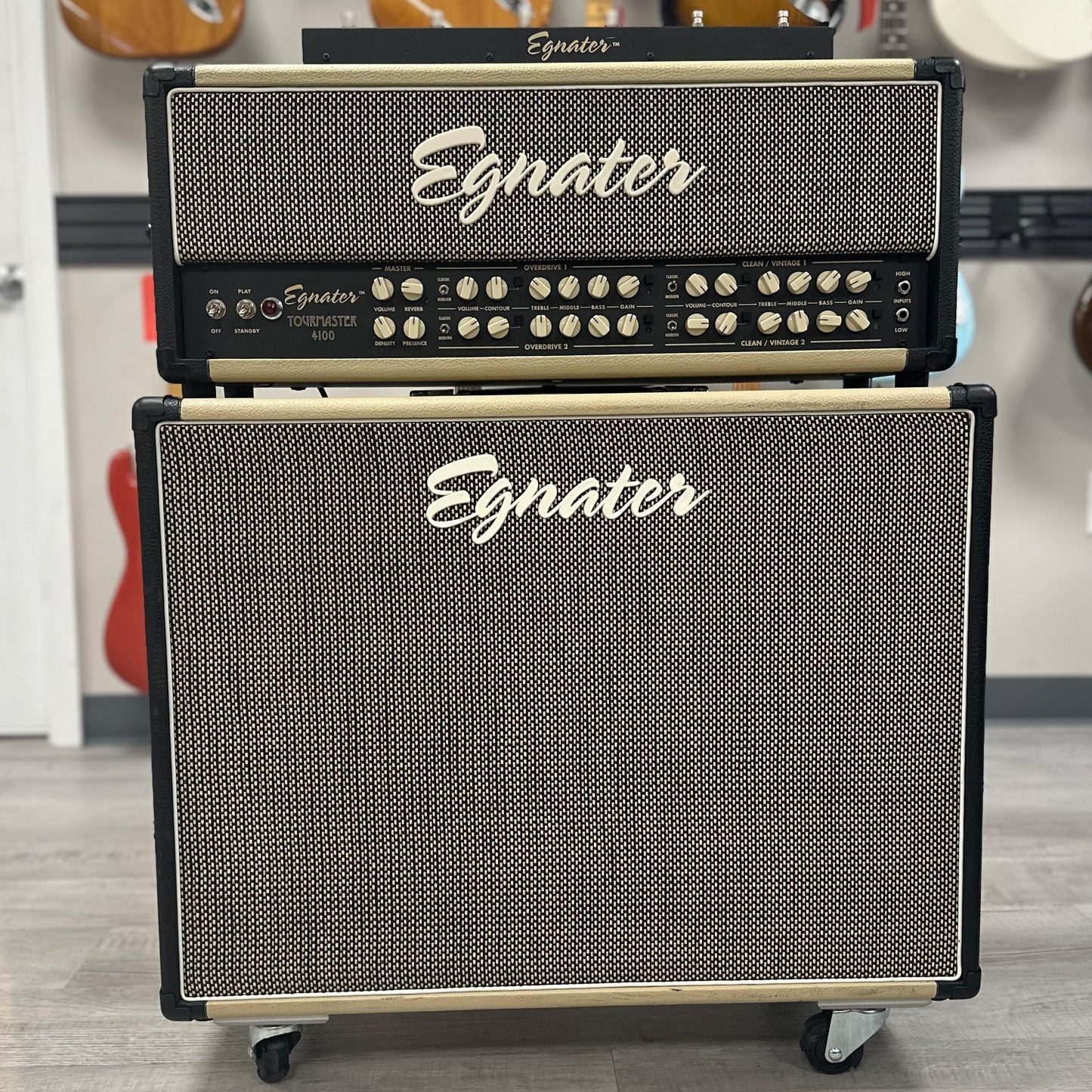 Front of Used Egnater TourMaster 4100 100 Watt 4-Channel Head w/ Tourmaster 212x 2x12 Cab TSS4431