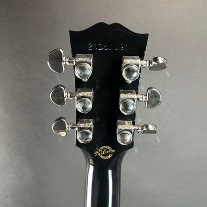 Back of headstock of Used Gibson Custom Shop M2M J-45 Long Scale Ebony.