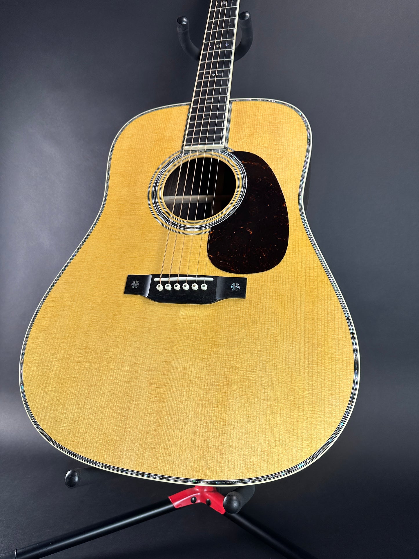 Front angle of Used Martin D-42 Natural.