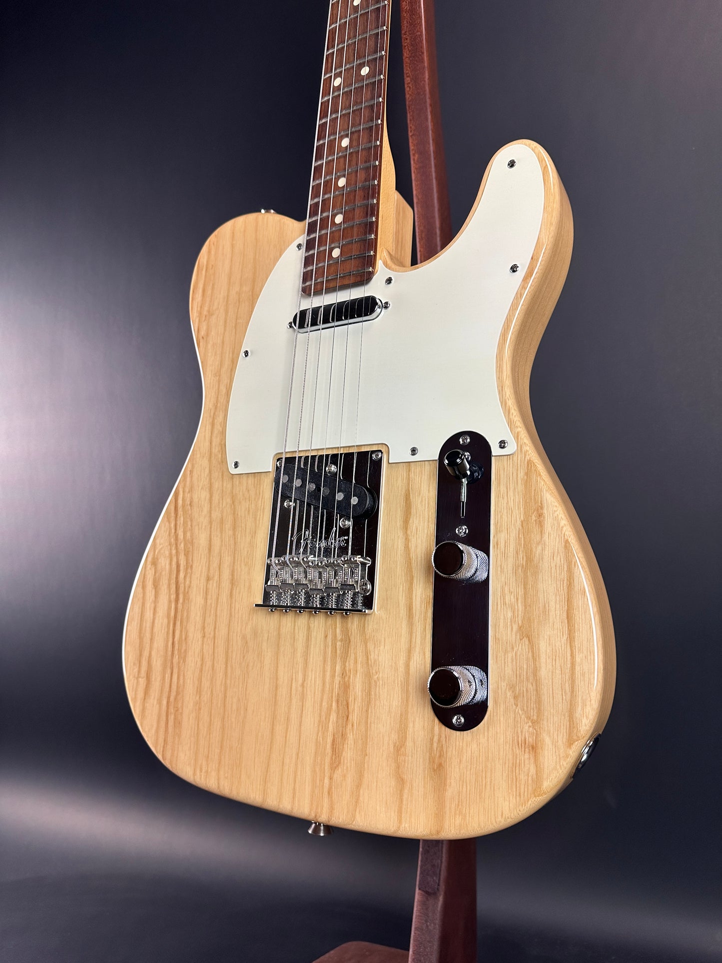 Front angle of Used Fender American Standard Tele RW Natural.