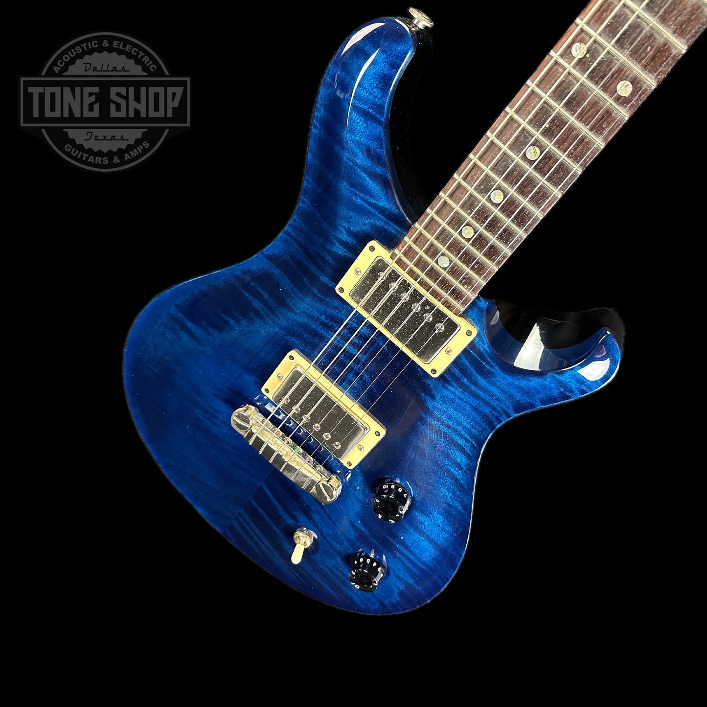 Front angle of Used 2001 PRS McCarty Whale Blue Moons.