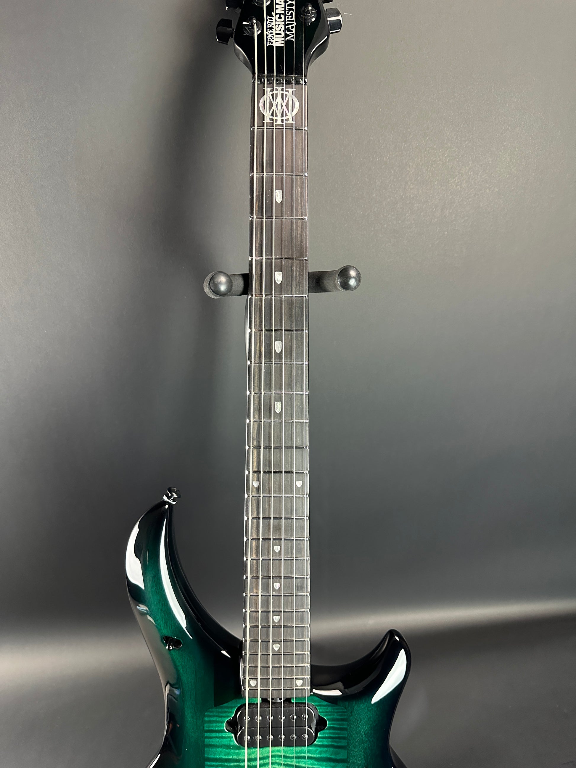 Fretboard of Used Ernie Ball MusicMan Majesty 6 John Petrucci Gravity Green.