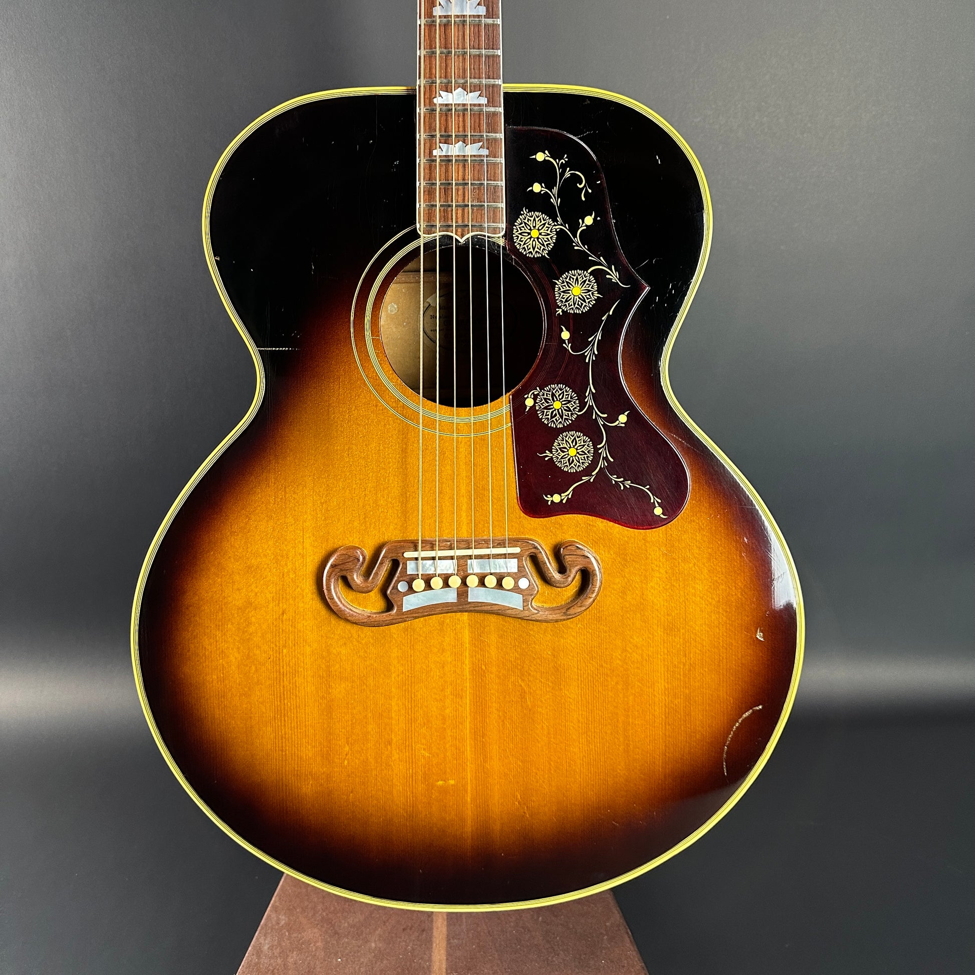 Front of Vintage 1954 Gibson SJ-200 Sunburst.