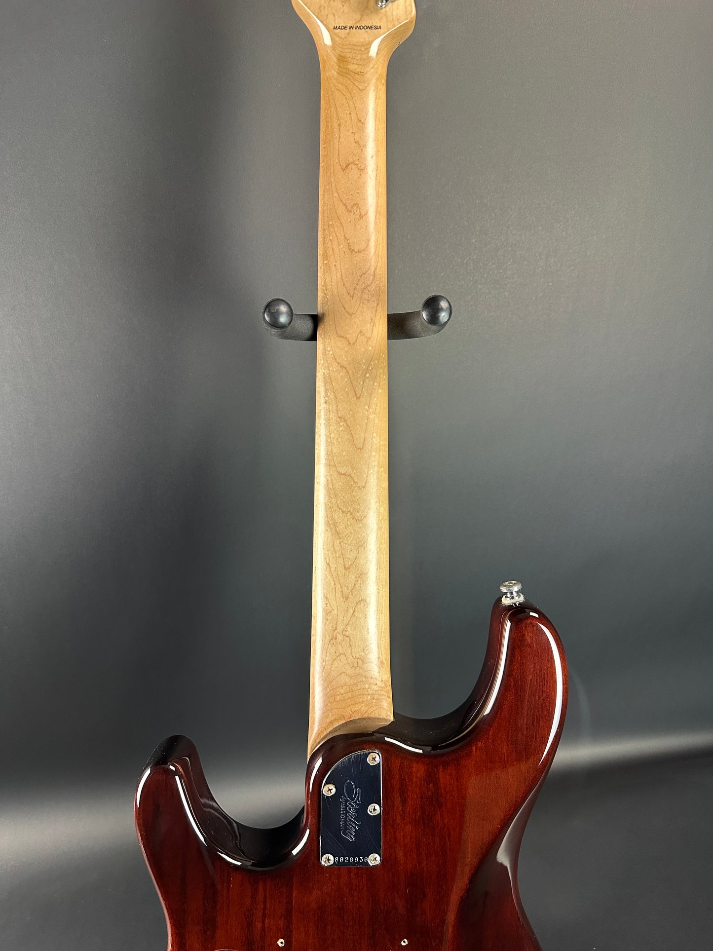 Back of neck of Used Sterling by MusicMan JP100D.