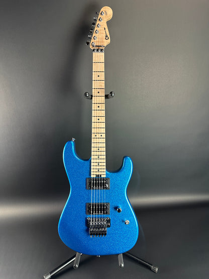 Full front of Charvel Custom Shop San Dimas 2H FR Blue Sparkle.