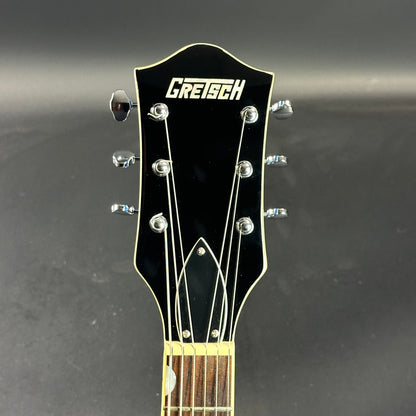 Front of headstock of Used Gretsch G5420T Blue.