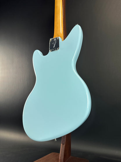 Back angle of Used Fender Kurt Cobain Jagstang RW Sonic Blue.