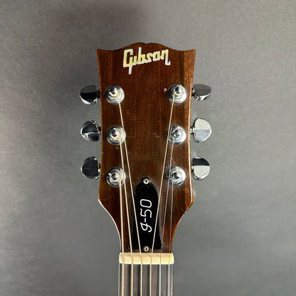 Front of headstock of Vintage 1970 Gibson J-50.