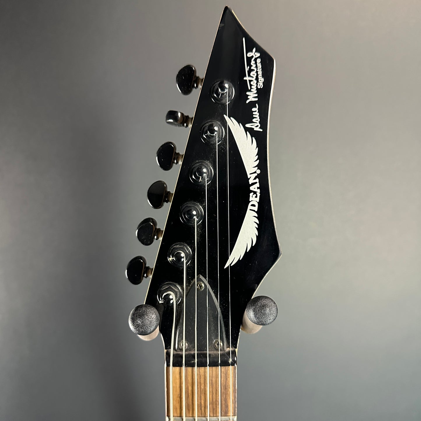 Front of headstock of Used Dean Dave Mustaine United Abomination.