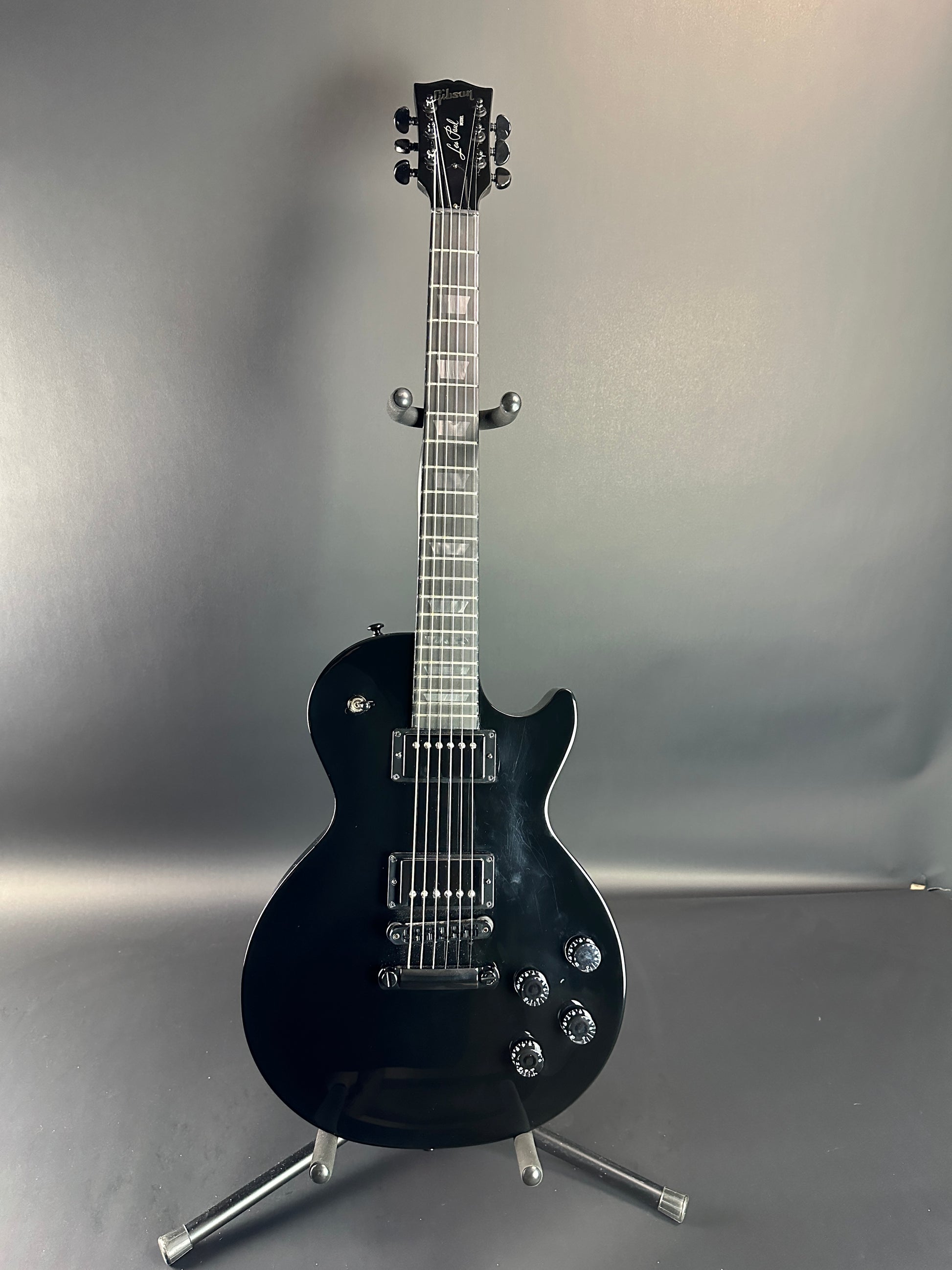 Full front of Used Gibson Les Paul Studio Dark Ebony.