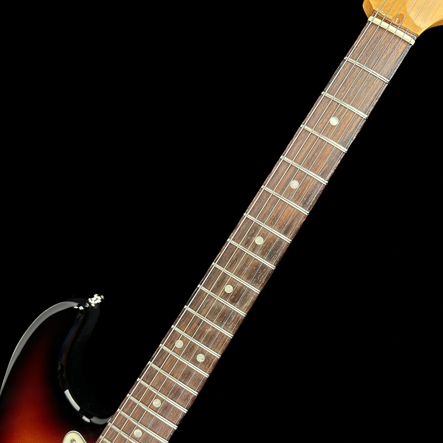 Fretboard of Used Fender Ultra Stratocaster Ultraburst.