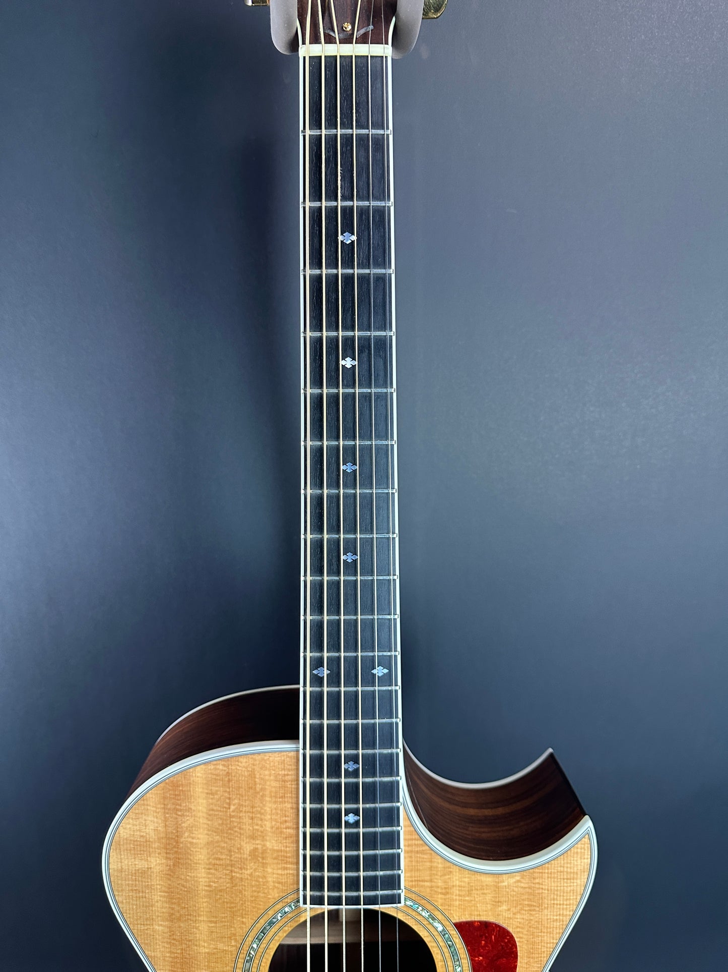 Fretboard of Used 1992 Taylor 812c Florentine Cutaway.