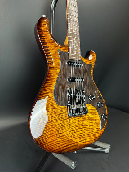 Front angle of Used Knaggs Severn Trem SSS Sunflower.