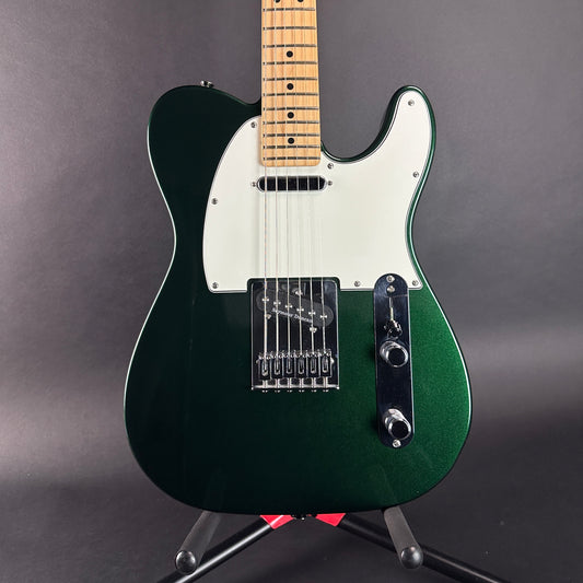 Front of Used 2023 Fender DE Players Tele QP British Racing Green.