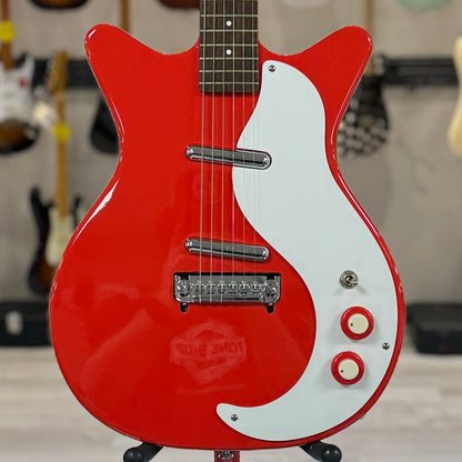 Front of Used Danelectro 59 Coral Red