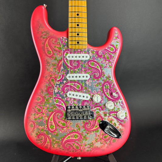 Front of Used 2003 Fender MIJ Pink Paisley Strat.