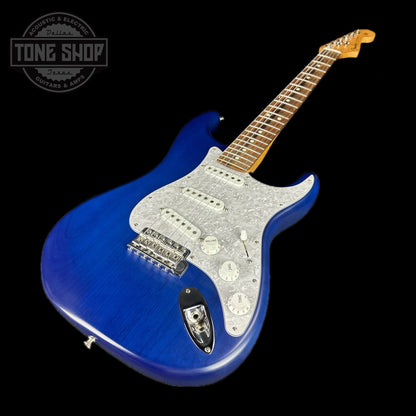 Front angle of Used 2021 Fender Cory Wong Stratocaster Saphire Blue.