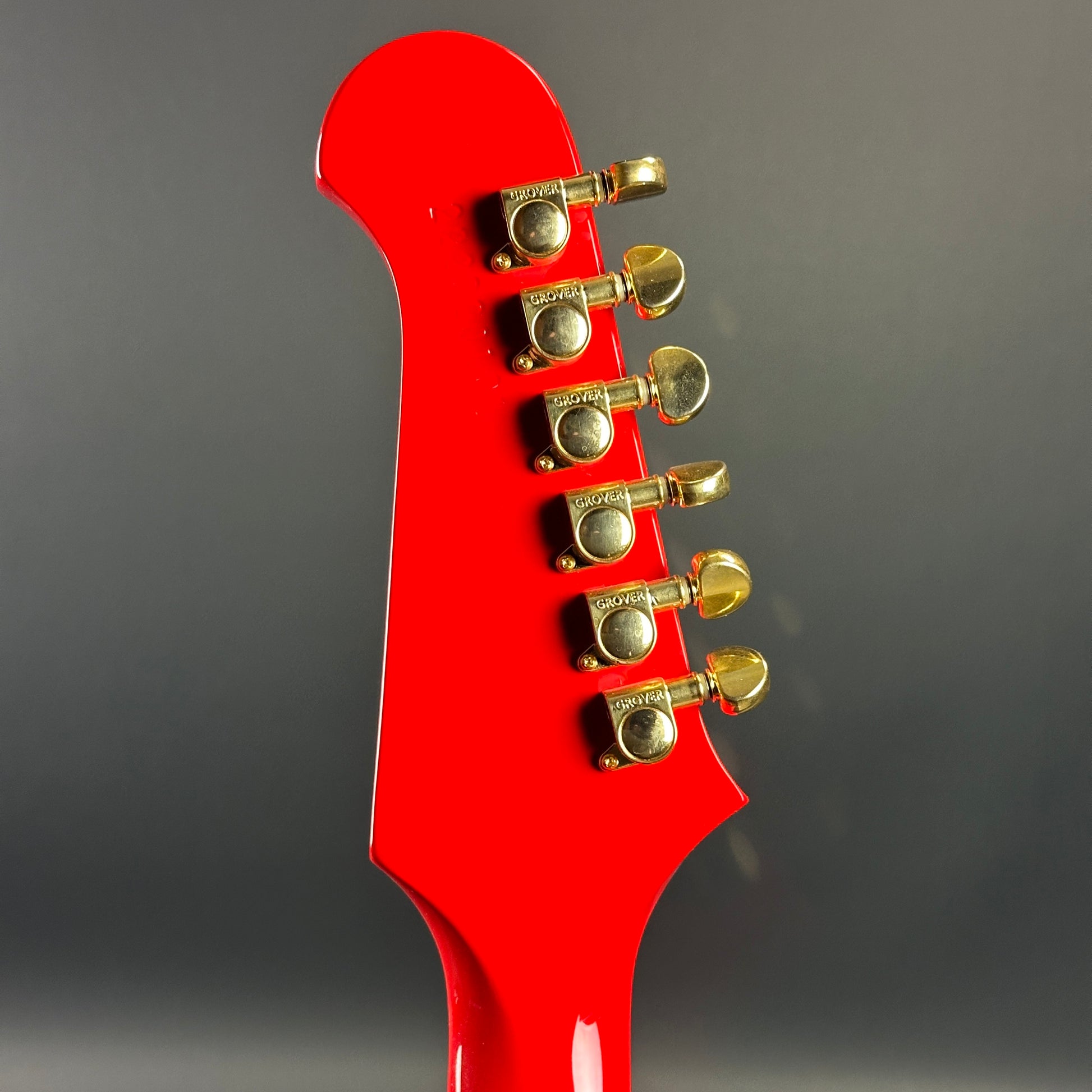 Back of headstock of Used Gibson Lzzy Hale Signature Explorerbird Cardinal Red.