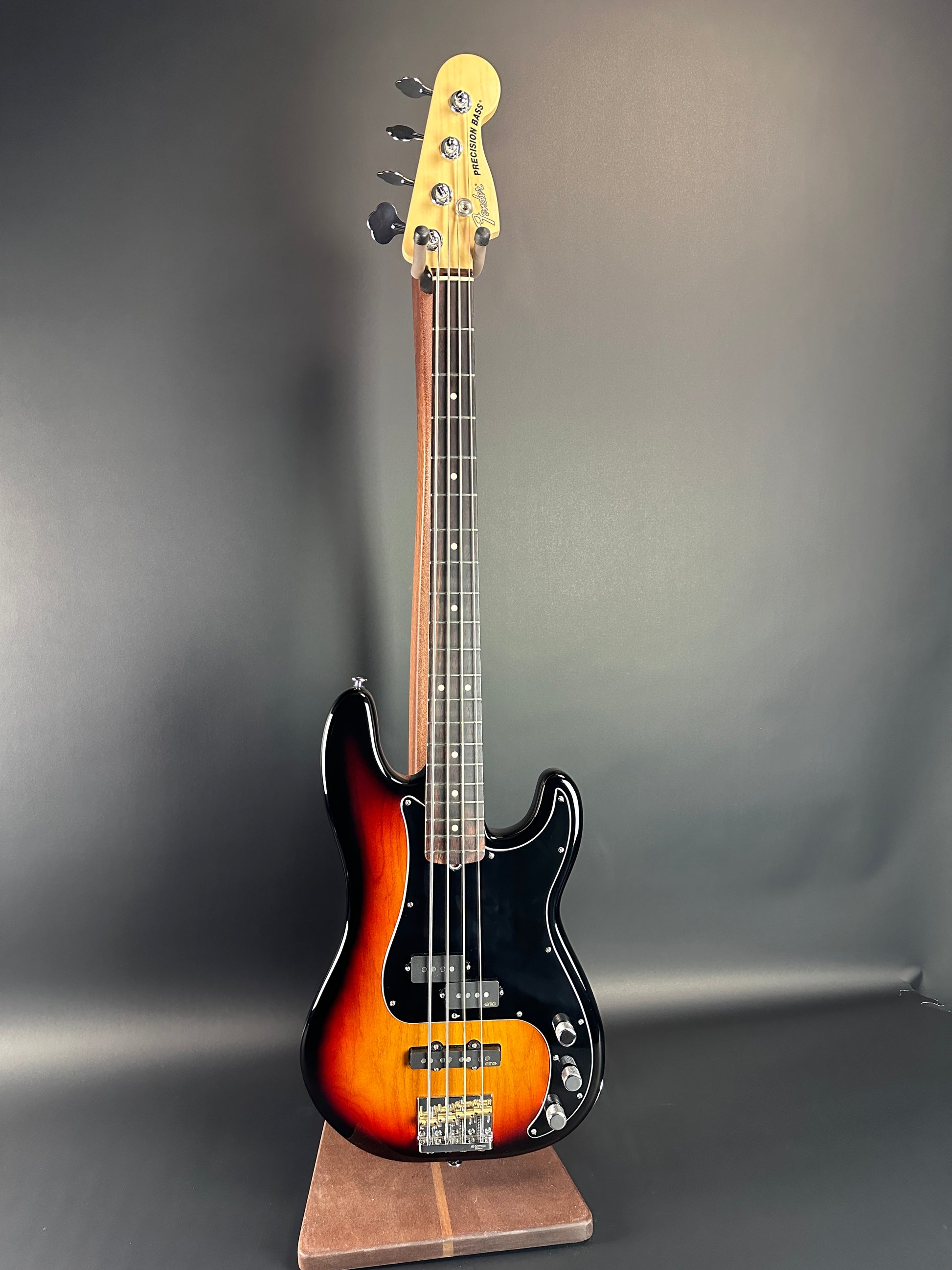 Full front of Used 2013 Fender American Performer P Bass Sunburst.