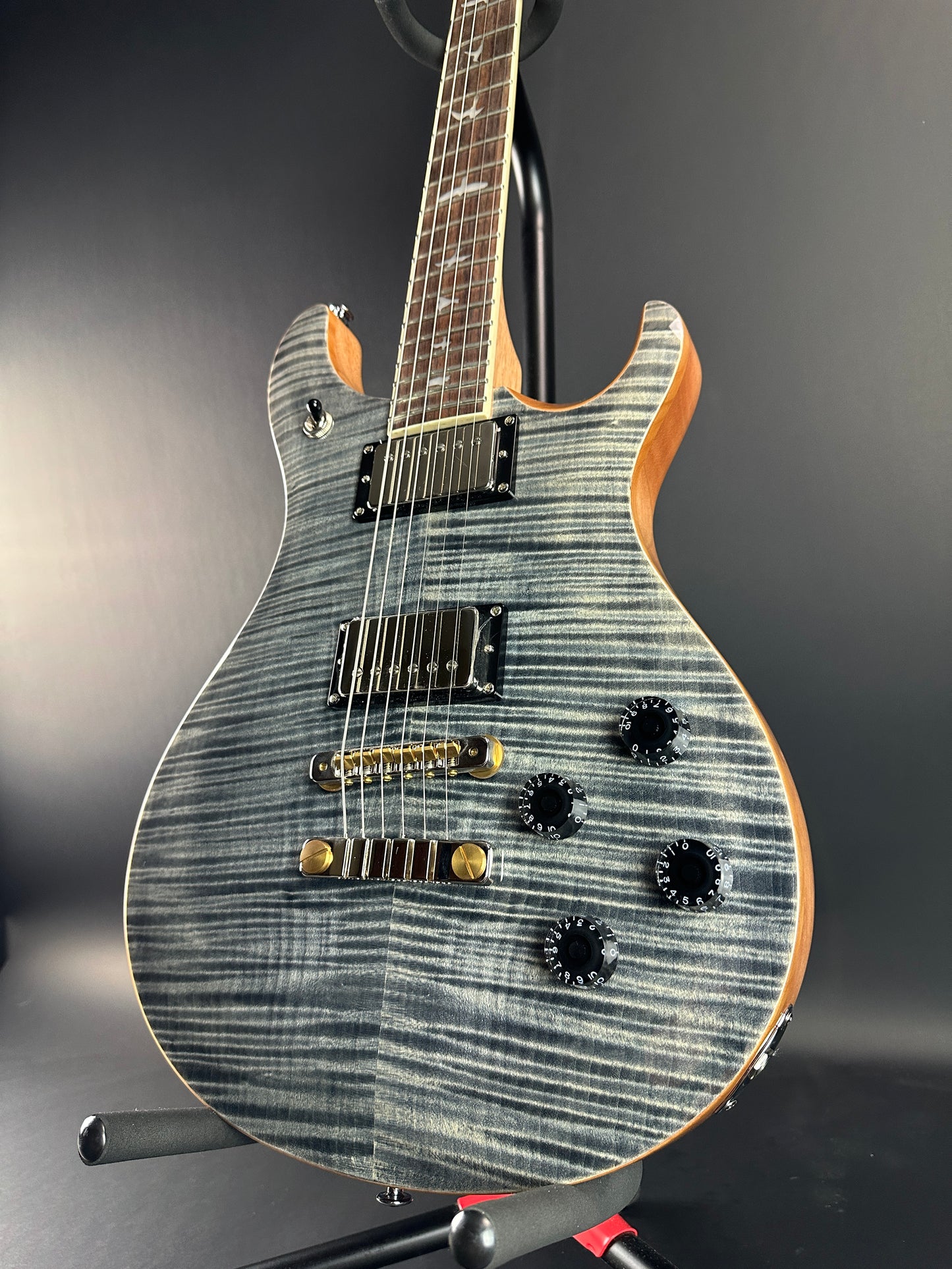 Front angle of Used PRS SE McCarty 594 Charcoal.