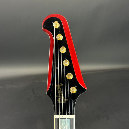 Front of headstock of Used 2006 Gibson Firebird VII Red Metallic.