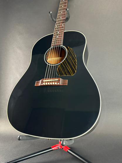 Front angle of Used Gibson Custom Shop M2M J-45 Long Scale Ebony.