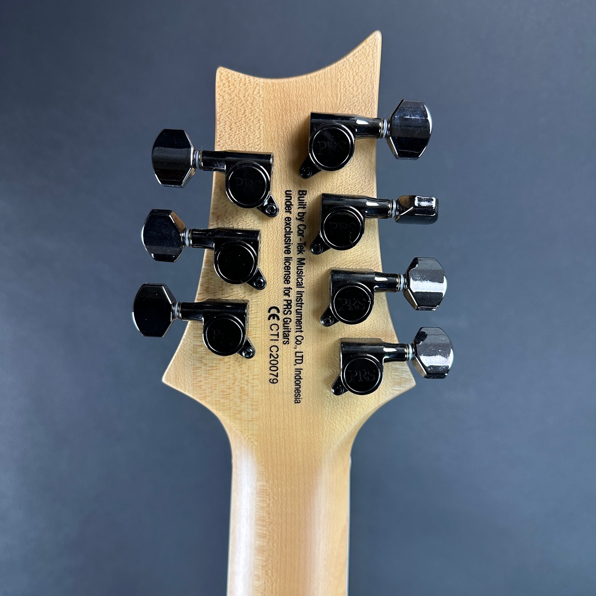 Back of headstock of Used PRS SE Mark Holcomb SVN Walnut.