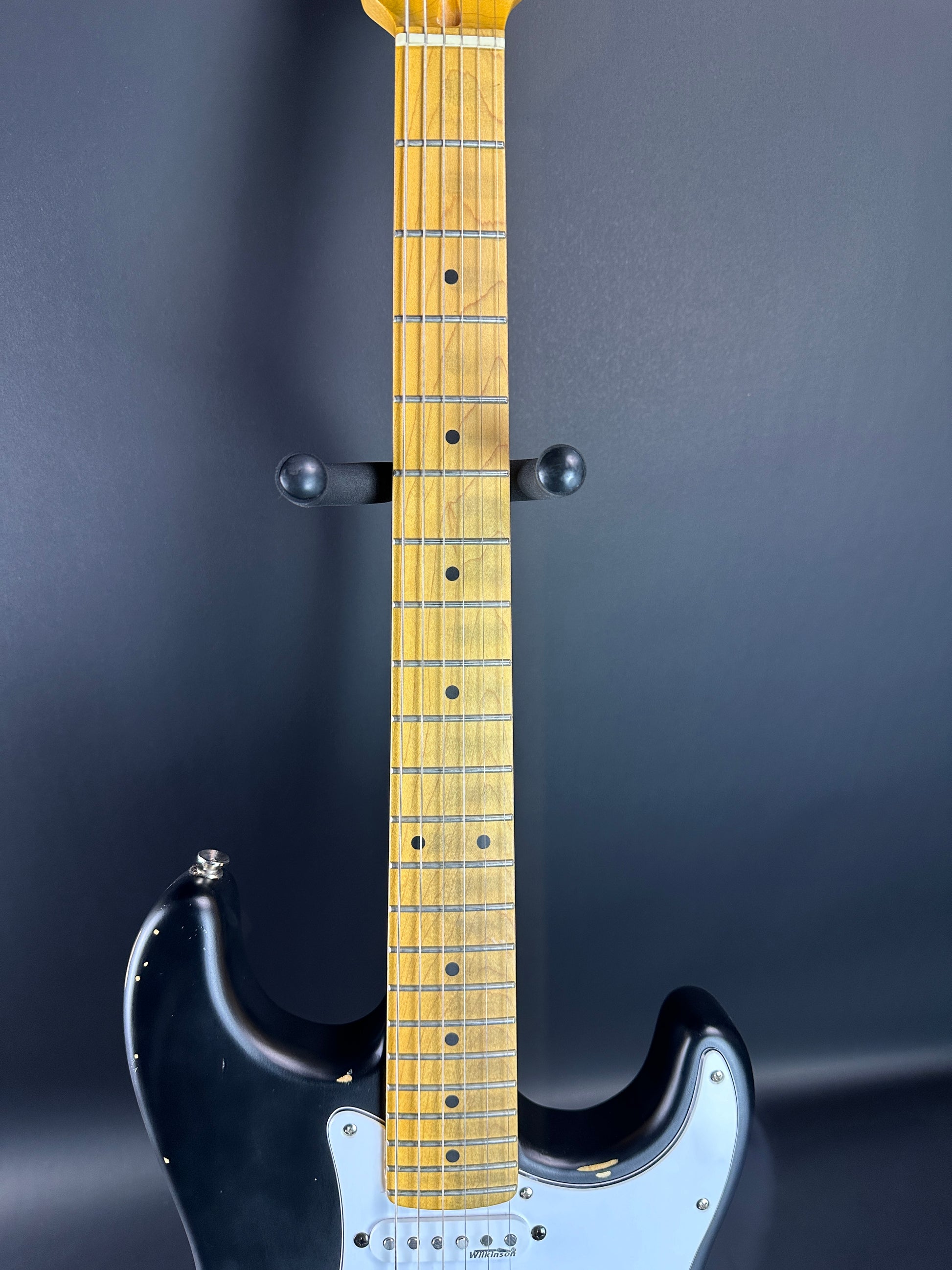 Fretboard of Used Vintage Icon Series S Style Black.