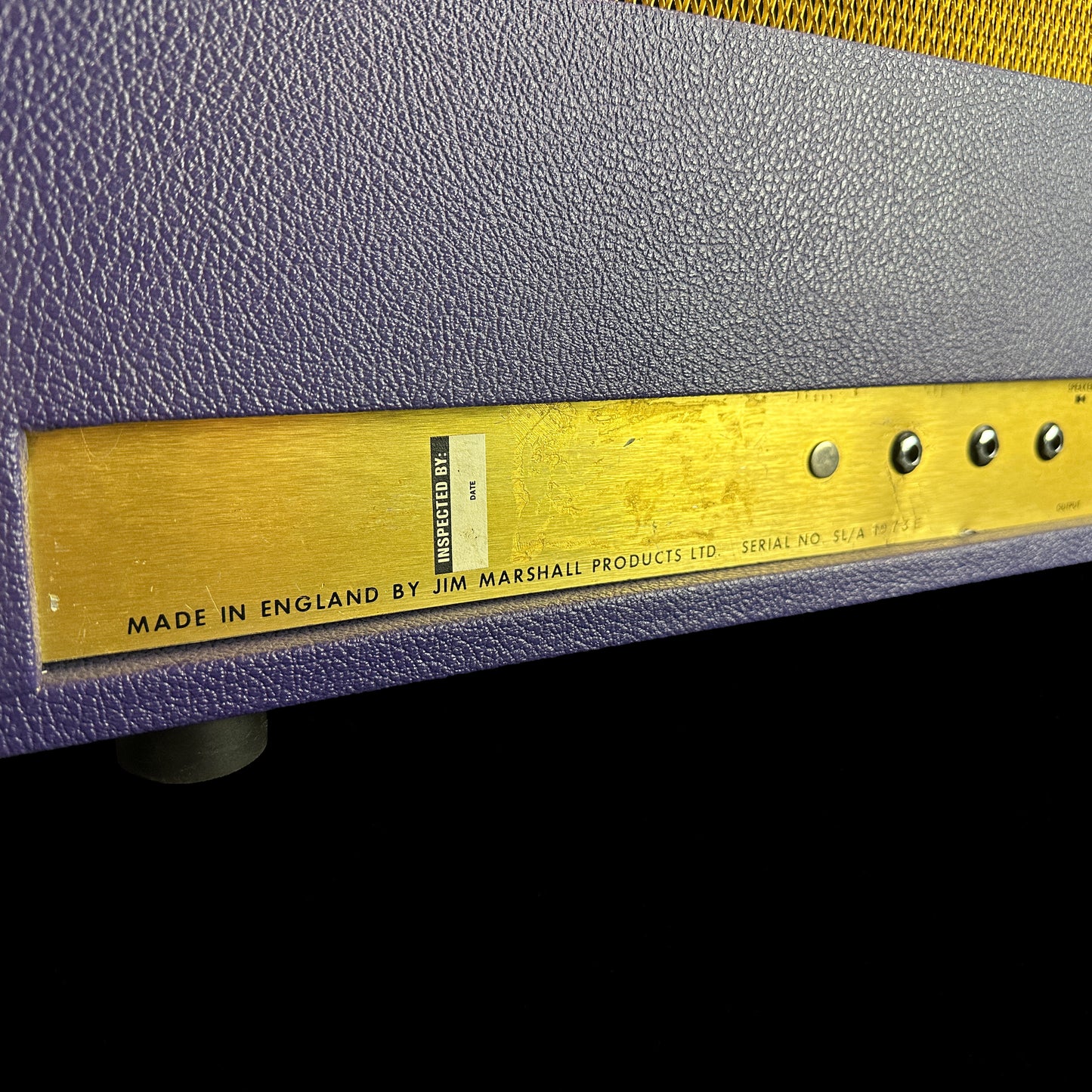 Back panel of Vintage 1973 Marshall Plexi Purple.