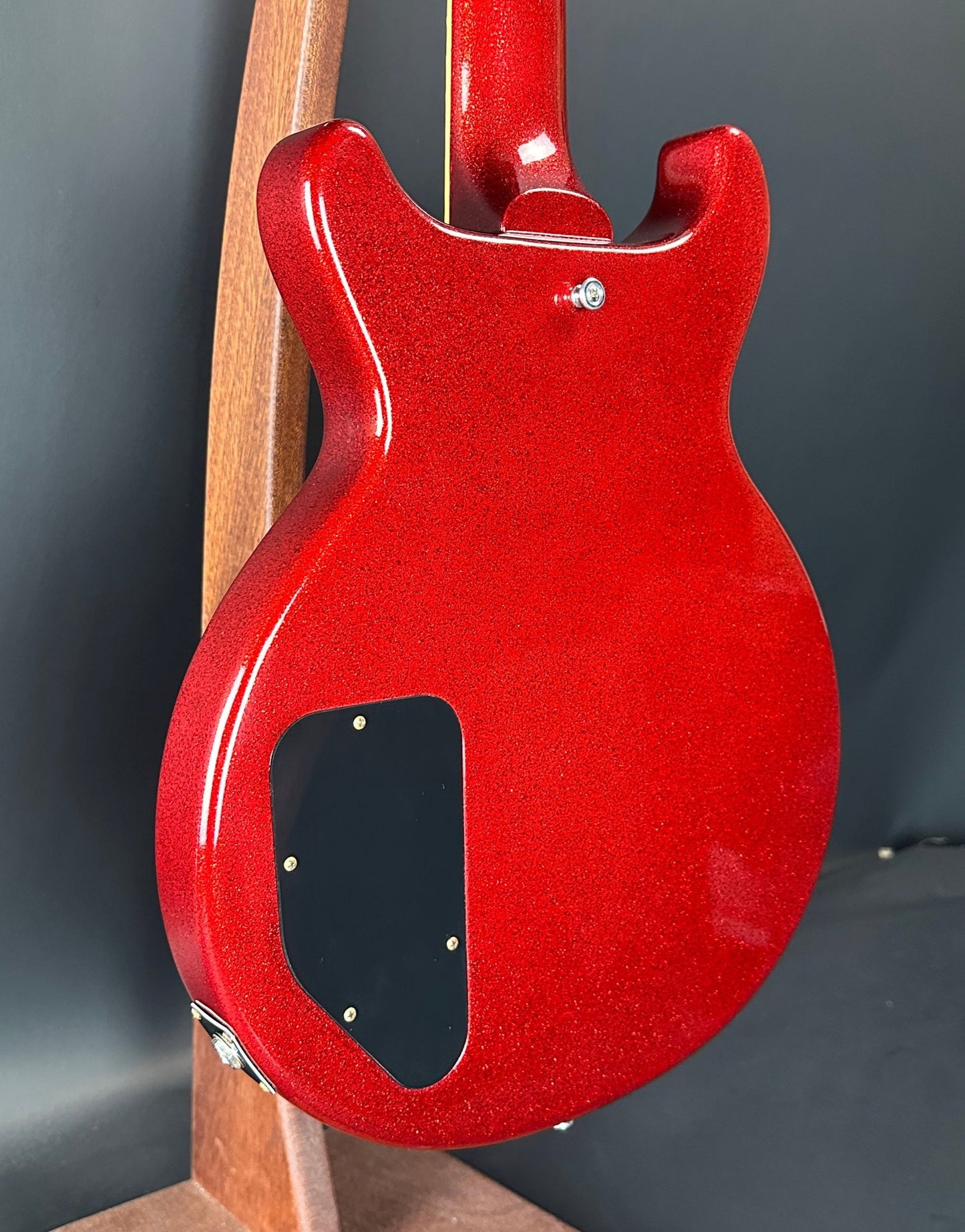 Back angle of Used Gibson Custom Shop M2M 1960 Les Paul Special Double Cut Red Sparkle.