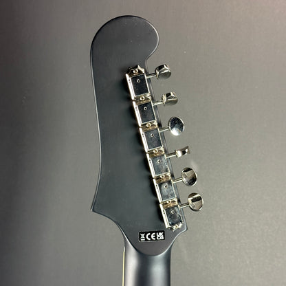 Back of headstock of Used Guild Starfire I Jet P90 Black.