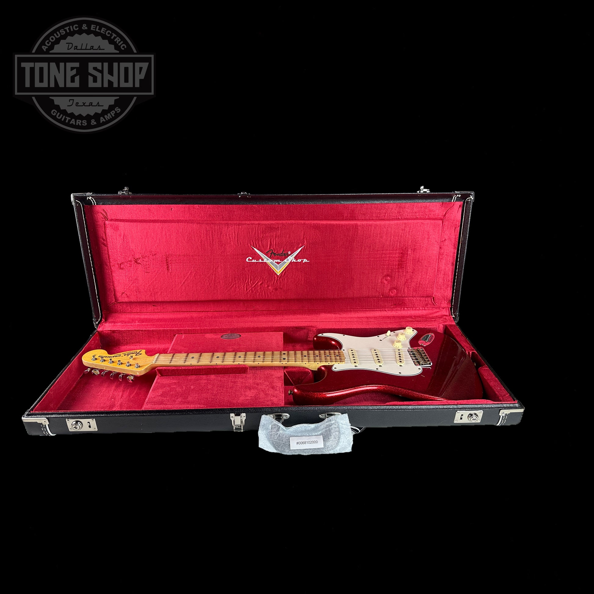 Fender Custom Shop Limited Edition 69 Strat Journeyman Relic Aged Red Sparkle in case.