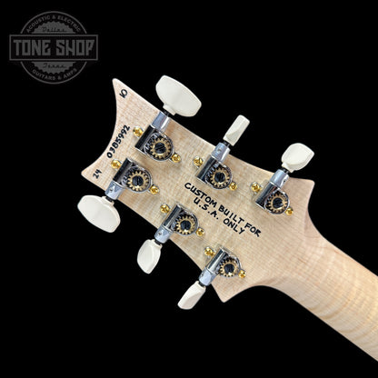 Back of headstock of PRS Wood Library Hollowbody II Piezo 10-top Blue Fade Maple Neck.