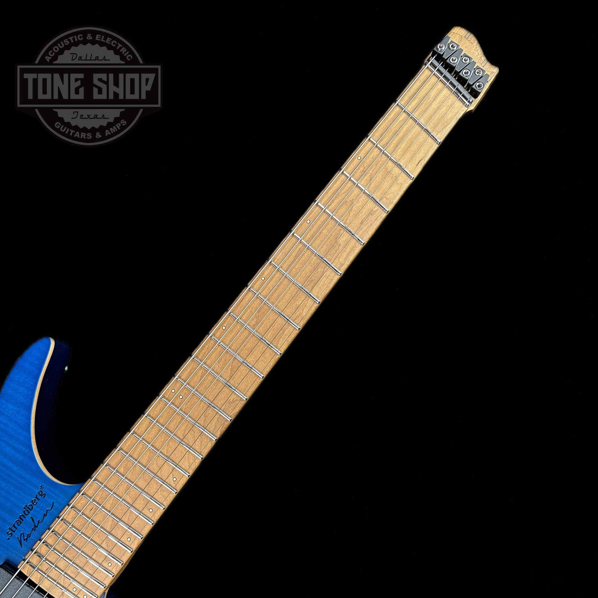 Front of neck of Used Strandberg Boden 7 Blue.