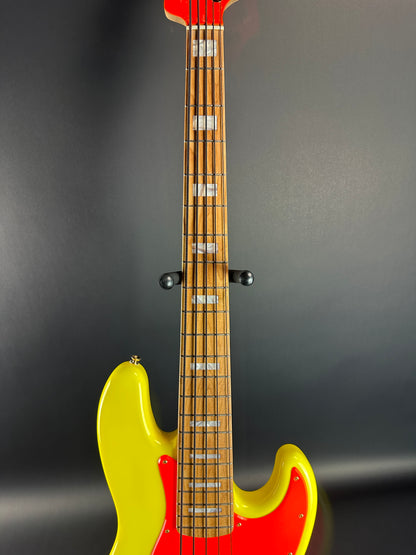 Fretboard of Used Fender MonoNeon Jazz Bass.