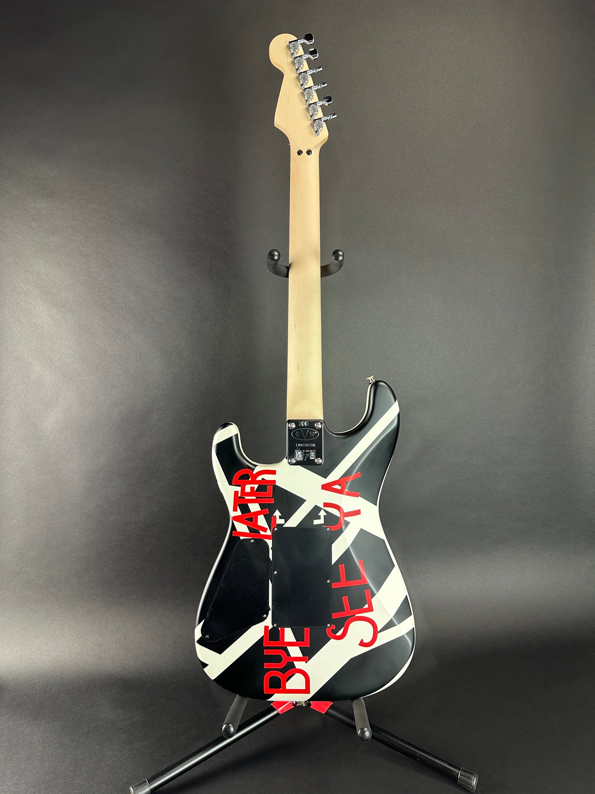 Full back of Used EVH Striped Series Circles Satin.