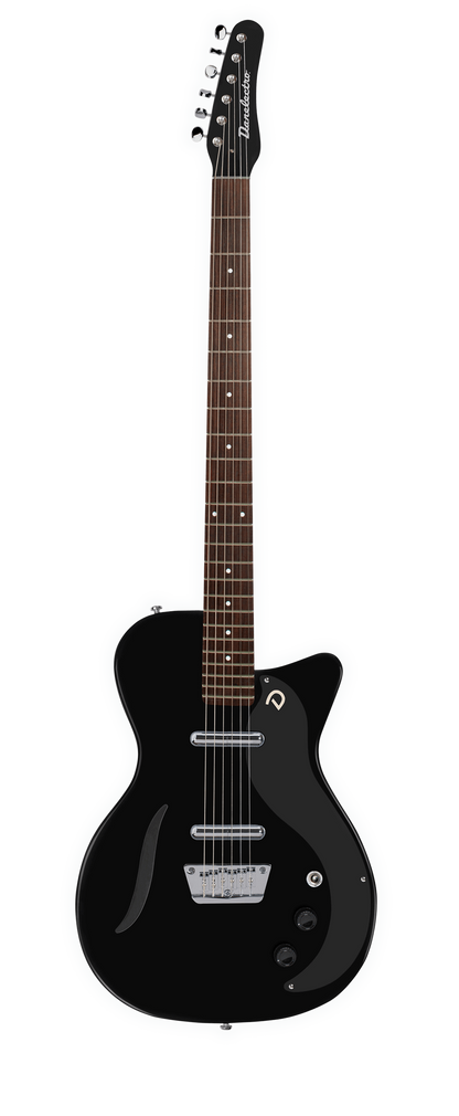 Full frontal of Danelectro 56 Vintage Baritone Black.