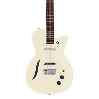 Front of Danelectro 56 Vintage Baritone Vintage White.