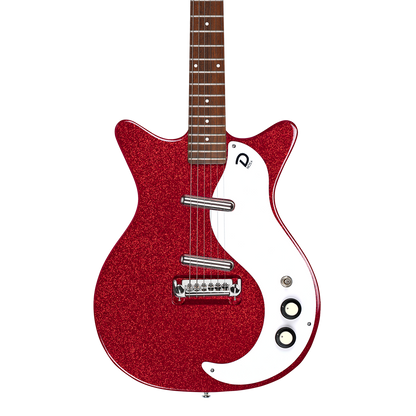 Front of Danelectro 59 MOD NOS+ Red Metalflake.